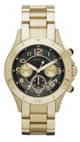 Marc Jacobs Rock Chronograph Black Dial Gold Steel Strap Watch for Women - MBM3253