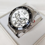 Marc Jacobs Rock Chronograph White Dial Silver Steel Strap Watch for Men - MBM5027