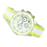 Marc Jacobs Rock Chronograph White Dial White & Green Silicone Strap Watch for Women - MBM2592
