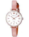 Marc Jacobs Sally White Dial Orange Leather Strap Watch for Women - MBM1355