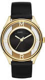 Marc Jacobs Tether Black Dial Black Leather Strap Watch for Women - MBM1376