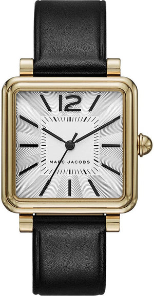 Marc Jacobs Vic Silver Dial Black Leather Strap Watch for Women - MJ1437