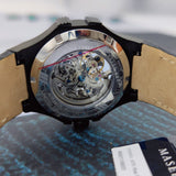 Maserati Automatic Skeleton Black Dial Black Leather Strap Watch For Men - R8821108021