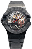 Maserati Automatic Skeleton Black Dial Black Leather Strap Watch For Men - R8821108021