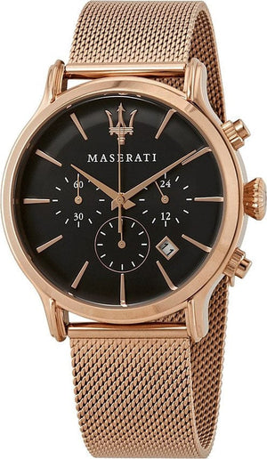 Maserati Epoca Black Dial Gold Mesh Bracelet Watch For Men - R8873618005