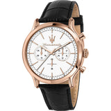 Maserati Epoca Chronograph White Dial Black Leather Strap Watch For Men - R8871618016