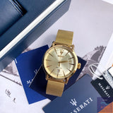 Maserati Epoca Golden Dial Golden Mesh Bracelet Watch For Men - R8853118003