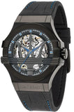 Maserati Potenza Automatic Black Dial Black Leather Strap Watch For Men - R8821108009