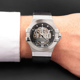 Maserati Potenza Automatic Black Dial Black Leather Strap Watch For Men - R8821108038