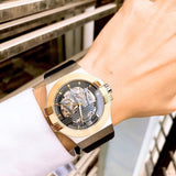 Maserati Potenza Automatic Skeleton Dial Black Leather Strap Watch For Men - R8821108011