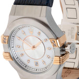 Maserati Potenza Diamonds Silver Dial Blue Leather Strap Watch For Women - R8851108502