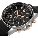 Maserati SFIDA 44mm Black Silicon Chronograph Watch For Men - R8871640002