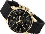 Maserati SFIDA Chronograph Black Dial Rubber Strap Watch For Men - R8871640001