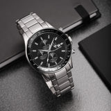 Maserati SFIDA Chronograph Black Dial Silver Steel Strap Watch For Men - R8873640015