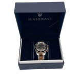 Maserati SFIDA Chronograph Black Dial Two Tone Steel Strap Watch For Men - R8873640002