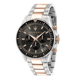 Maserati SFIDA Chronograph Black Dial Two Tone Steel Strap Watch For Men - R8873640002