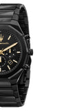 Maserati Stile Chronograph Black Dial Black Steel Strap Watch For Men - R8873642005