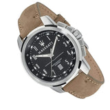 Maserati Successo Black Dial Beige Leather Strap Watch For Men - R8851121004