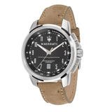 Maserati Successo Black Dial Beige Leather Strap Watch For Men - R8851121004