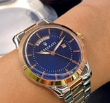 Maserati Tradizione Blue Dial Two Tone Steel Strap Watch For Men - R8853125001