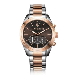 Maserati Traguardo Chronograph Brown Dial Two Tone Steel Strap Men's Watch - R8873612003