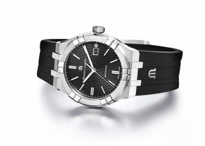 Maurice Lacroix Aikon Automatic Chronograph Black Dial Black Leather Strap Watch for Men - AI1808-SS000-330-2