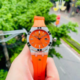 Maurice Lacroix Aikon Automatic Date Orange Dial Silver Steel Strap Watch For Men - AI6008-SS00F-530-E