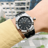 Maurice Lacroix Aikon Date Automatic Black Dial Black Leather Strap Watch For Men - AI6008-SS001-330-1
