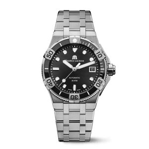 Maurice Lacroix Aikon Venturer Automatic Black Dial Silver Steel Strap Watch For Men - AI6057-SSL22-330-1