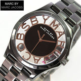 Marc Jacobs Henry Skeleton Black Dial Black Steel Strap Watch for Women - MBM3254