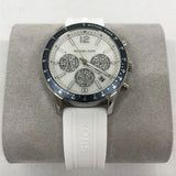 Michael Kors Berkley Chronograph Silver Dial White Rubber Strap Watch For Women  - MKO1040q