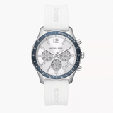 Michael Kors Berkley Chronograph Silver Dial White Rubber Strap Watch For Women  - MKO1040q