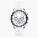Michael Kors Berkley Chronograph Silver Dial White Rubber Strap Watch For Women  - MKO1040q
