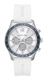 Michael Kors Berkley Chronograph Silver Dial White Rubber Strap Watch For Women  - MKO1040q