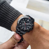 Michael Kors Cunningham Chronograph Black Dial Black Steel Strap Watch For Men - MK8965