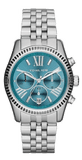 Michael Kors Lexington Chronograph Blue Dial Silver Steel Strap Watch For Women - MK5887