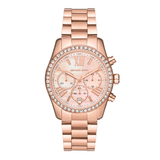 Michael Kors Lexington Chronograph Rose Gold Dial Rose Gold Steel Strap Watch for Women - MK7242