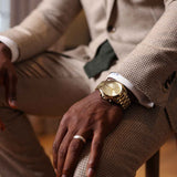 Michael Kors Lexington Gold Dial Gold Steel Strap Watch for Men - MK8281