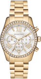 Michael Kors Lexington Mother of Pearl White Dial Gold Steel Strap Watch For Women - MK7241