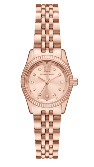 Michael Kors Lexington Three Hand Rose Gold Dial Rose Gold Steel Strap Watch For Women - MK4739