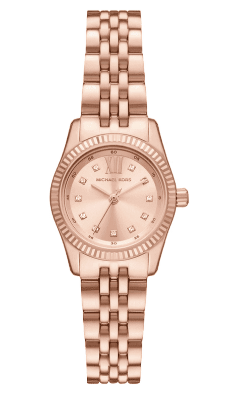 Michael Kors Lexington Three Hand Rose Gold Dial Rose Gold Steel Strap Watch For Women - MK4739