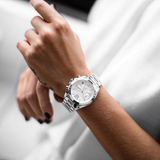 Michael Kors Bradshaw  Chronograph Silver Dial Silver Steel Strap Watch for Women - MK6174
