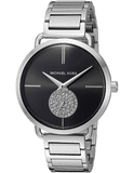 Michael Kors Portia Black Dial Silver Steel Strap Watch for Women - MK3638