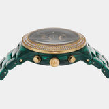 Michael Kors Runway Chronograph Green Dial Green Steel Strap Watch for Women - MK7422