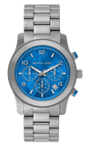 Michael Kors Runway Stop Hunger Blue Dial Silver Steel Strap Watch for Women - MK7427