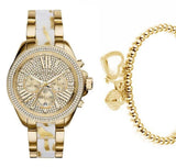 Michael Kors Wren Diamonds Gold Dial Two Tone Steel Strap Watch for Women - MK6157