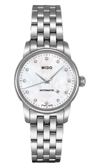 Mido Baroncelli Automatic Mother Of Pearl Dial Silver Steel Strap Watch For Women - M7600.4.69.1