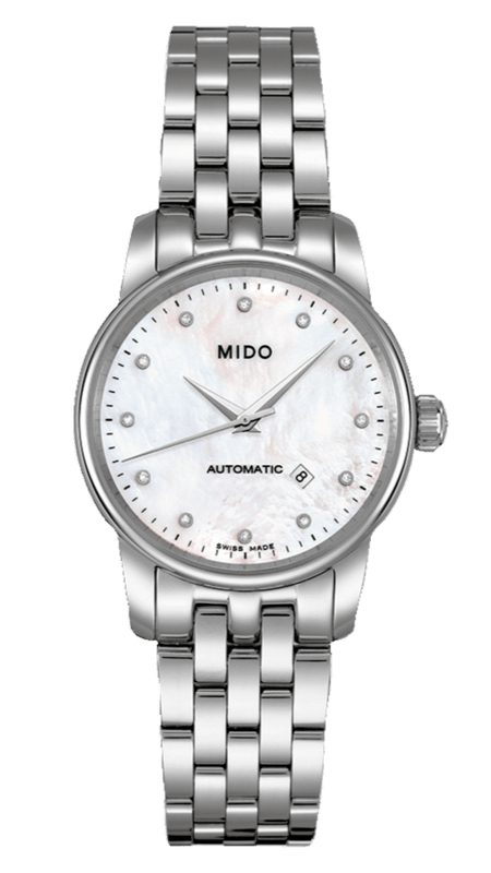Mido Baroncelli Automatic Mother Of Pearl Dial Silver Steel Strap Watch For Women - M7600.4.69.1
