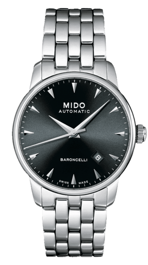 Mido Baroncelli Ii Automatic Black Dial Silver Steel Strap Watch For Men - M8600.4.18.1