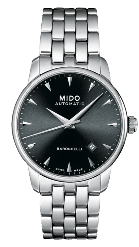 Mido Baroncelli Ii Automatic Black Dial Silver Steel Strap Watch For Men - M8600.4.18.1